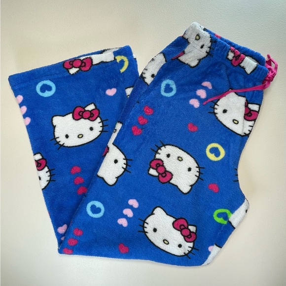 Woman’s Rare Vintage Hello Kitty Fleece PJ Pants | XL | Royal Blue - Picture 2 of 9
